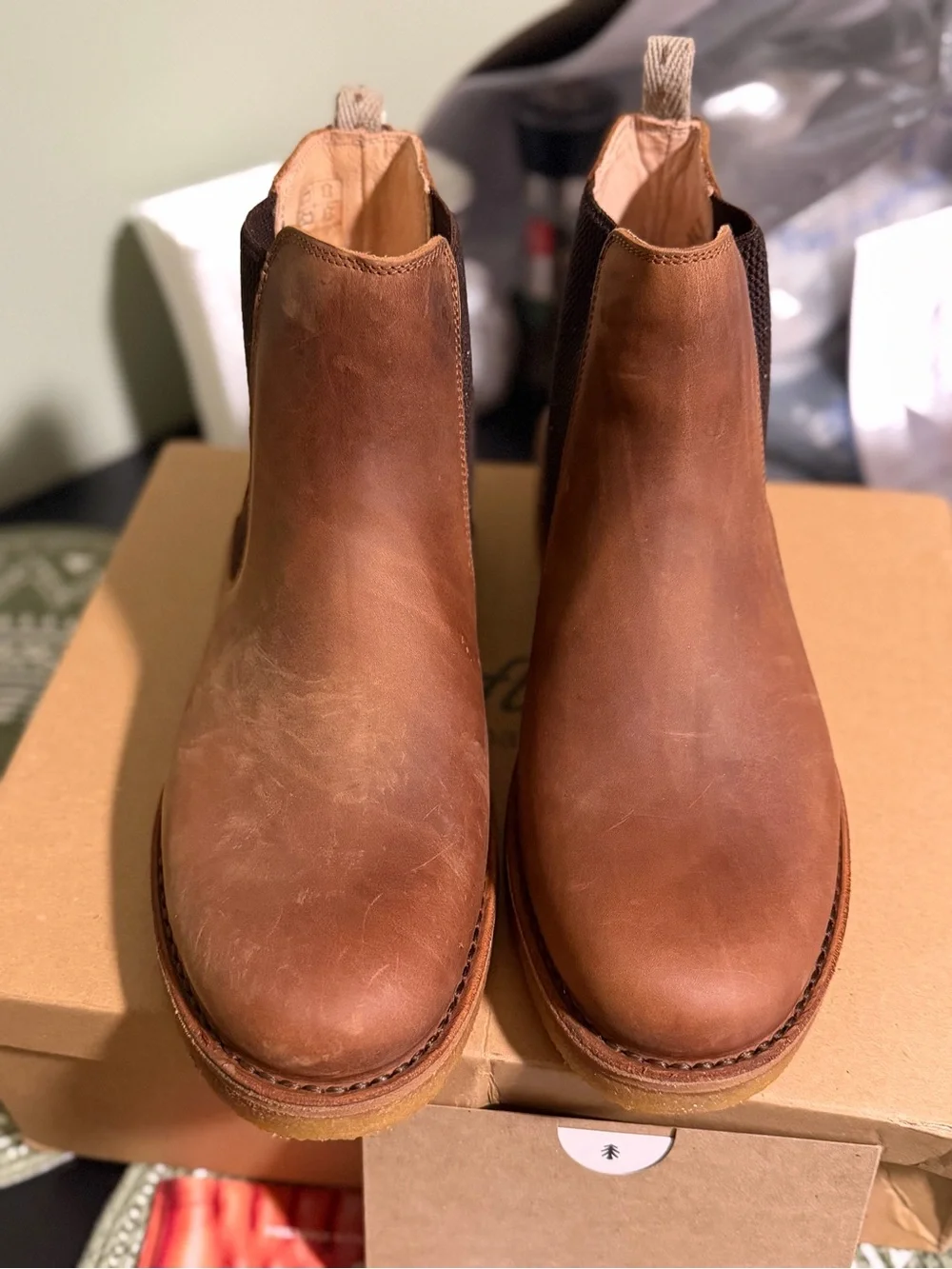 Huckberry Astorflex Bitflex Brown Leather Chelsea Boots -Size 10